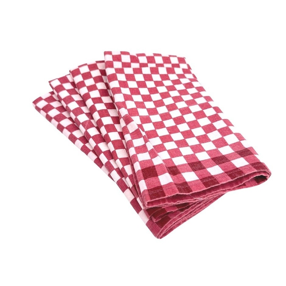 Surface Place Cloth Napkins Red White Checkered Gingham 1992 Dining Set VTG